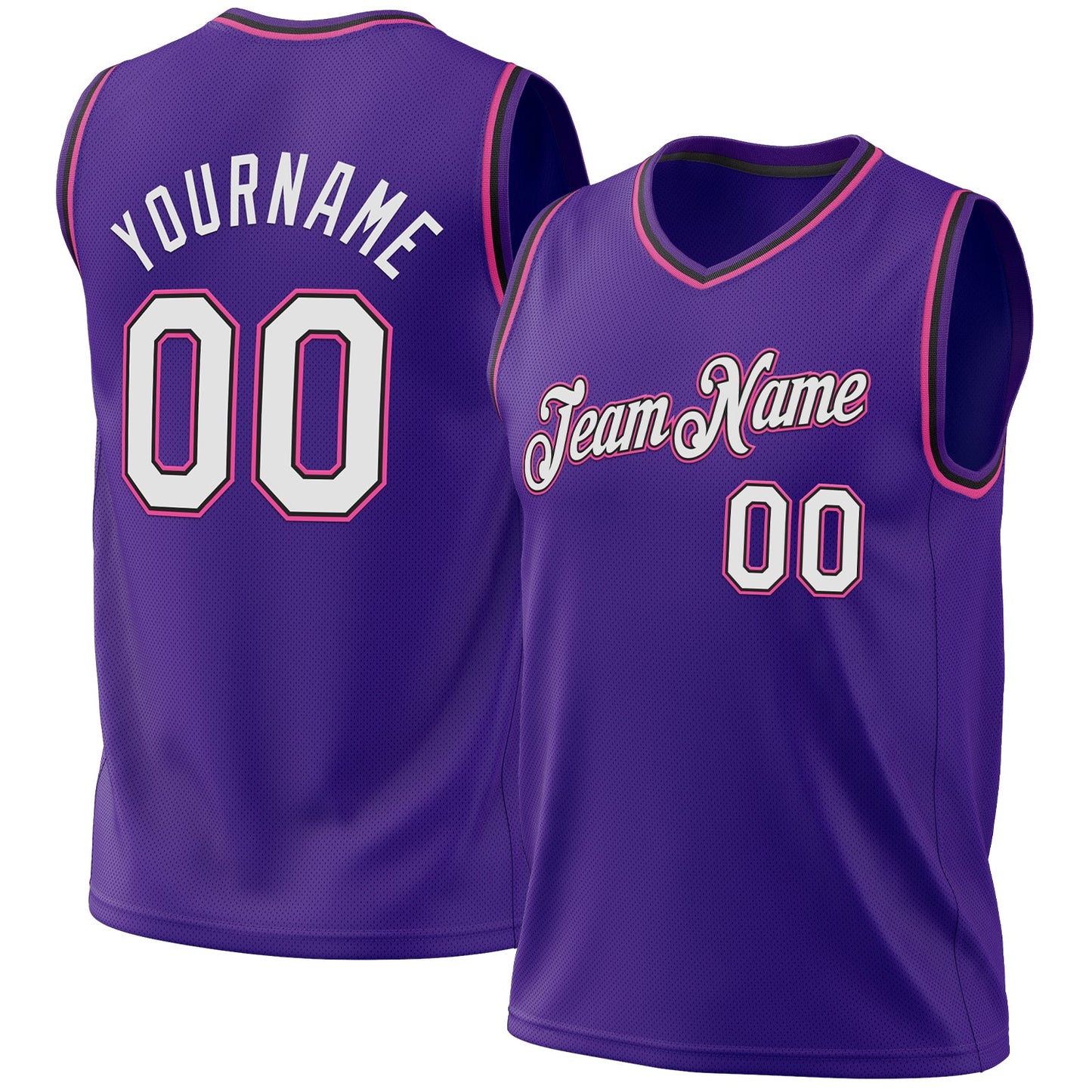 Custom Purple Black-Pink Authentic Throwback Basketball Jersey - Sky-Custom