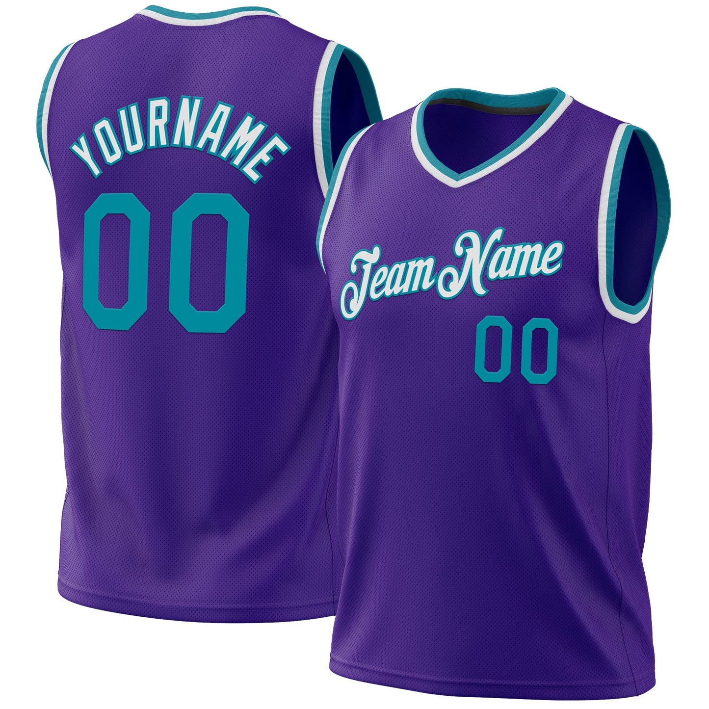 Custom Purple Teal-White Authentic Throwback Basketball Jersey - Sky-Custom