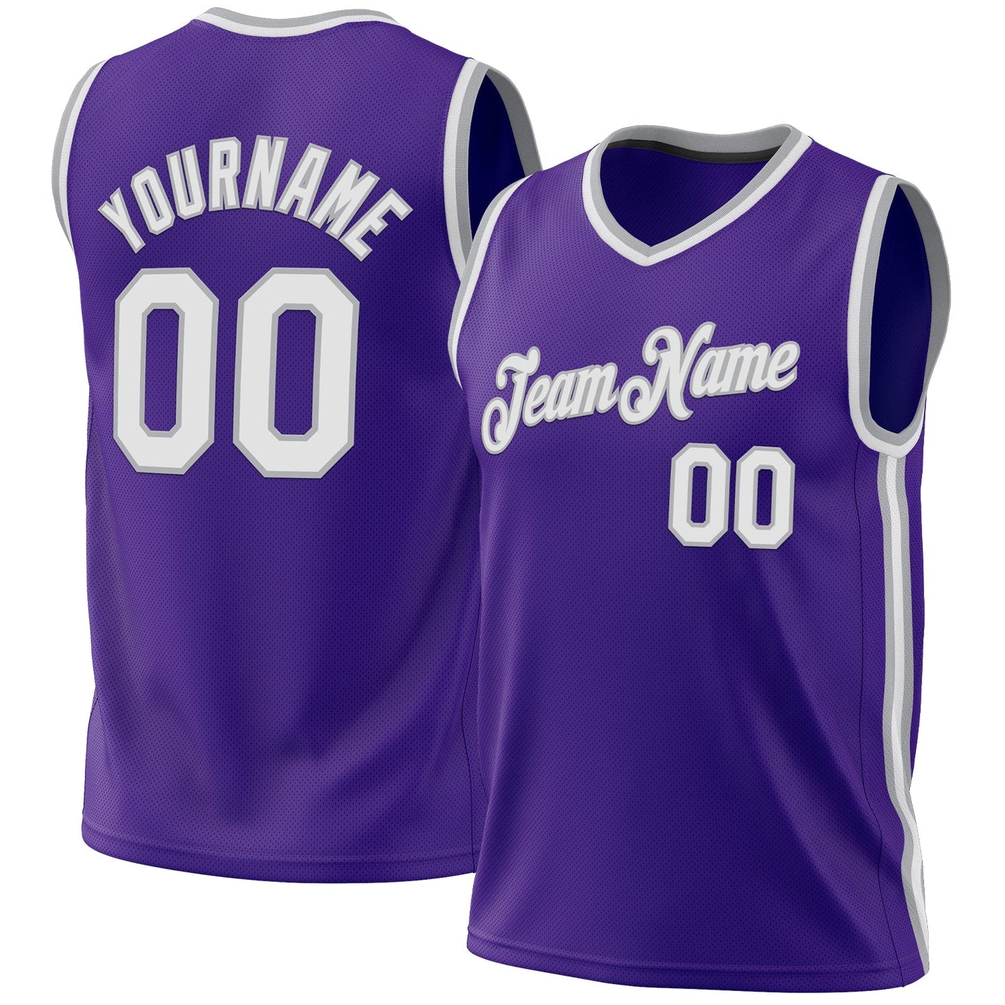 Custom Purple White-Gray Authentic Throwback Basketball Jersey - Sky-Custom