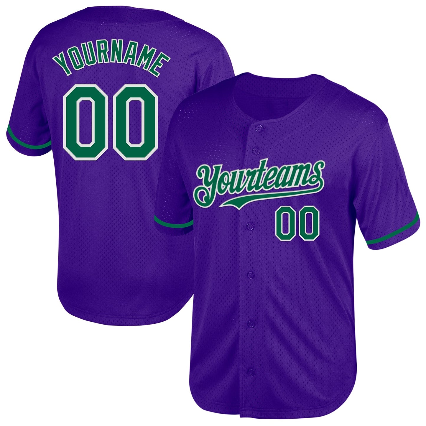 Custom Purple Kelly Green-White Mesh Authentic Throwback Baseball Jersey - Sky-Custom