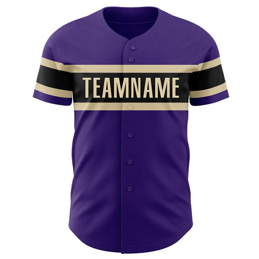 Custom Purple Black-Cream Authentic Baseball Jersey - Sky-Custom