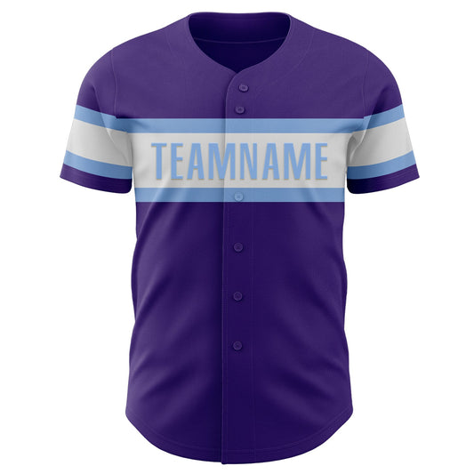 Custom Purple White-Light Blue Authentic Baseball Jersey - Sky-Custom