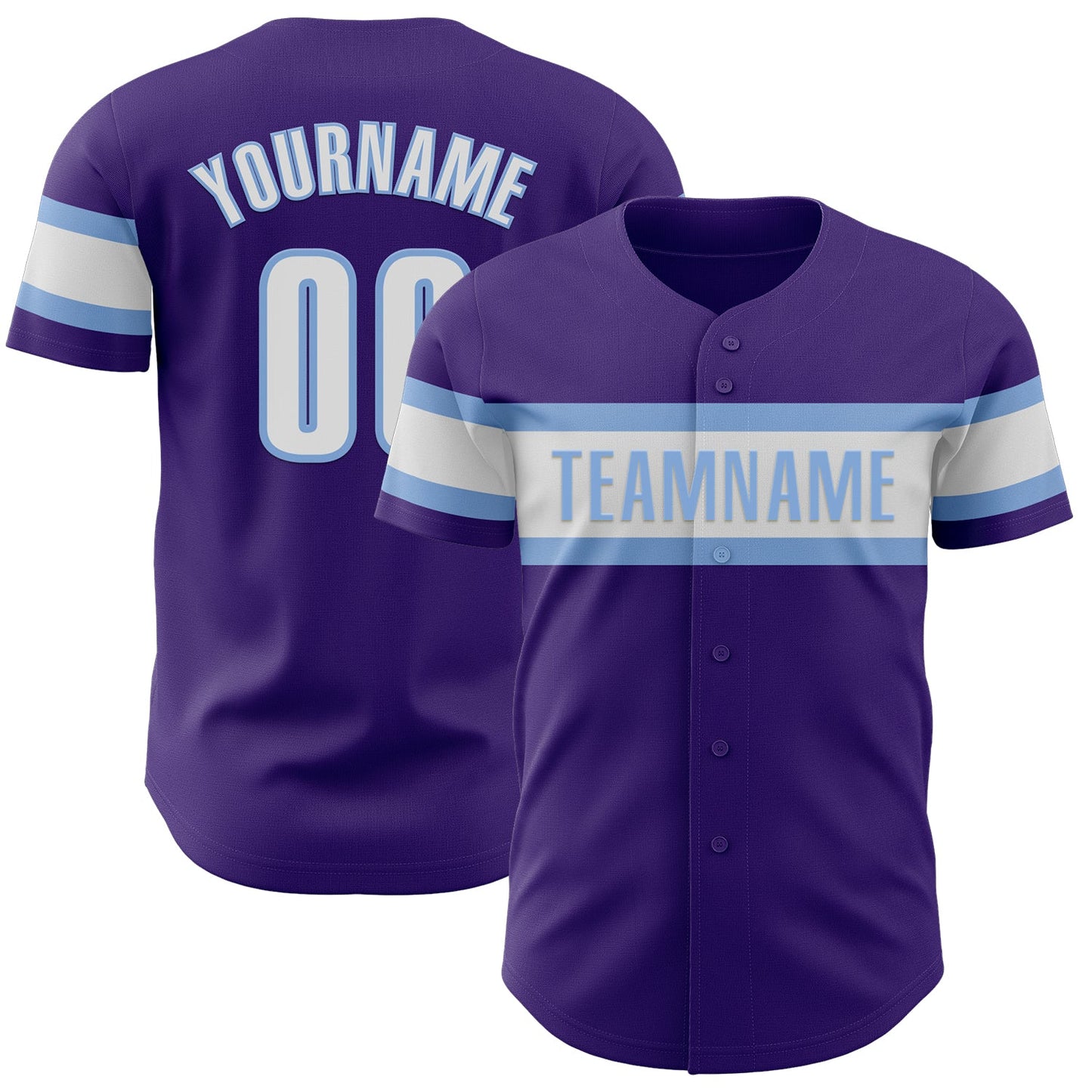 Custom Purple White-Light Blue Authentic Baseball Jersey - Sky-Custom