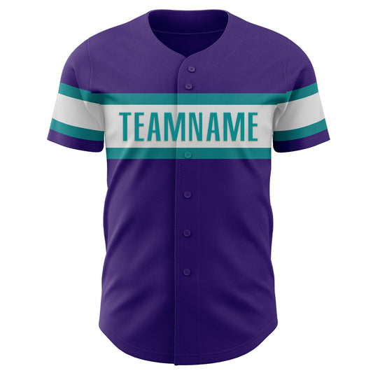 Custom Purple White-Teal Authentic Baseball Jersey - Sky-Custom