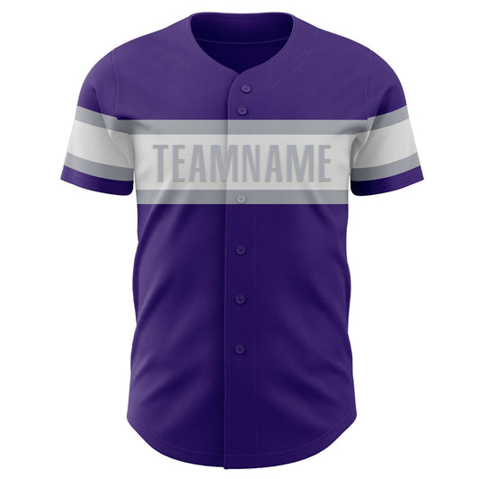 Custom Purple White-Gray Authentic Baseball Jersey - Sky-Custom