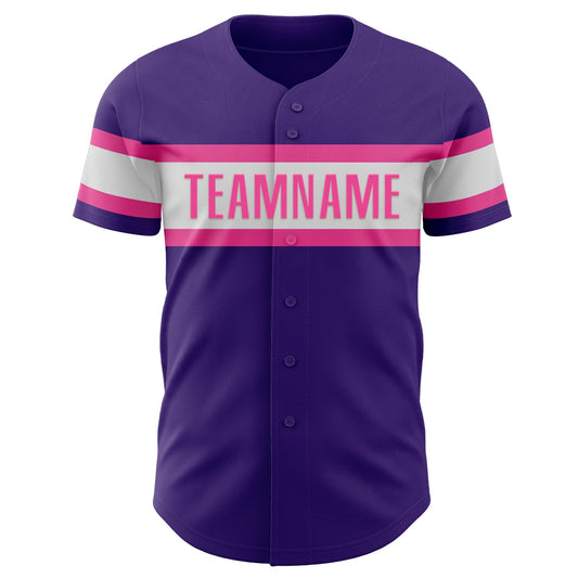 Custom Purple White-Pink Authentic Baseball Jersey - Sky-Custom