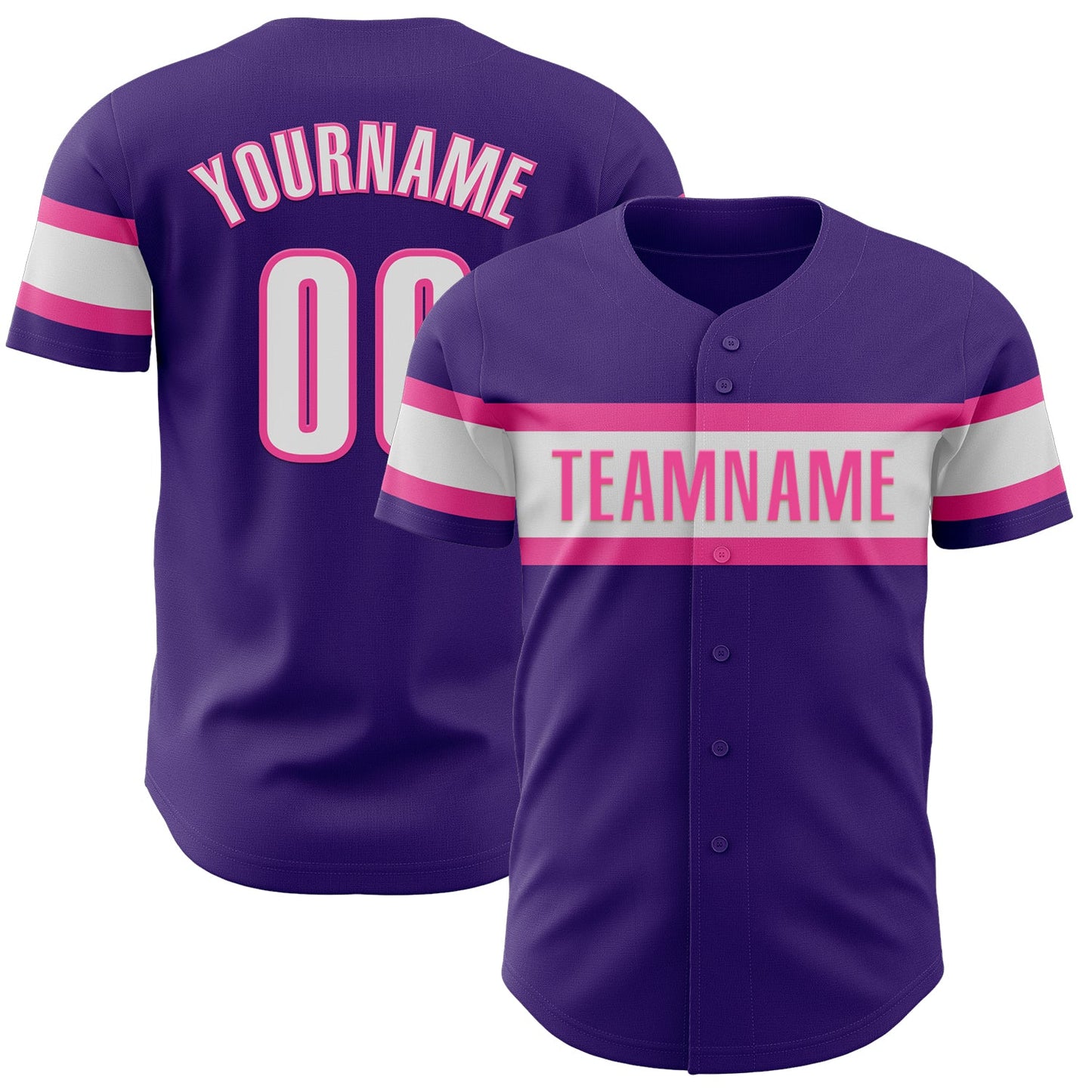 Custom Purple White-Pink Authentic Baseball Jersey - Sky-Custom
