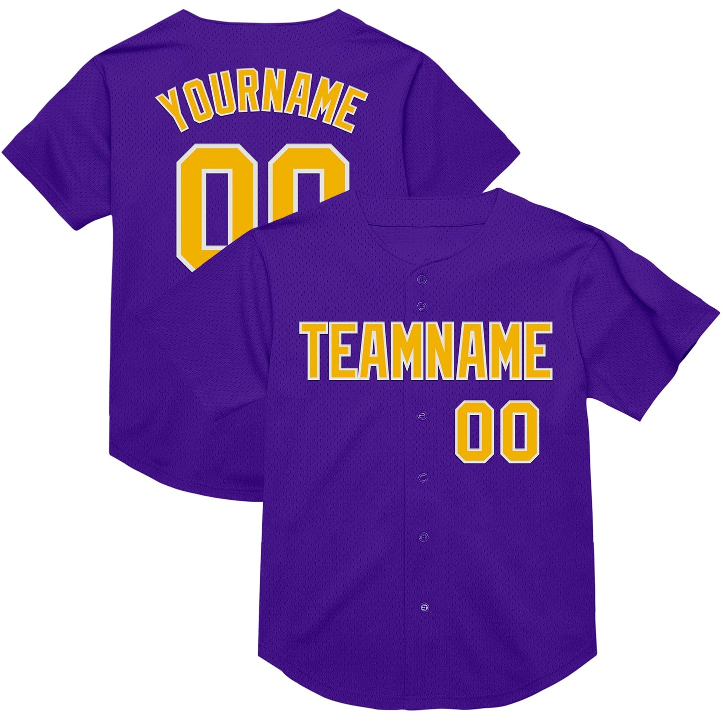 Custom Purple Gold-White Mesh Authentic Throwback Baseball Jersey - Sky-Custom