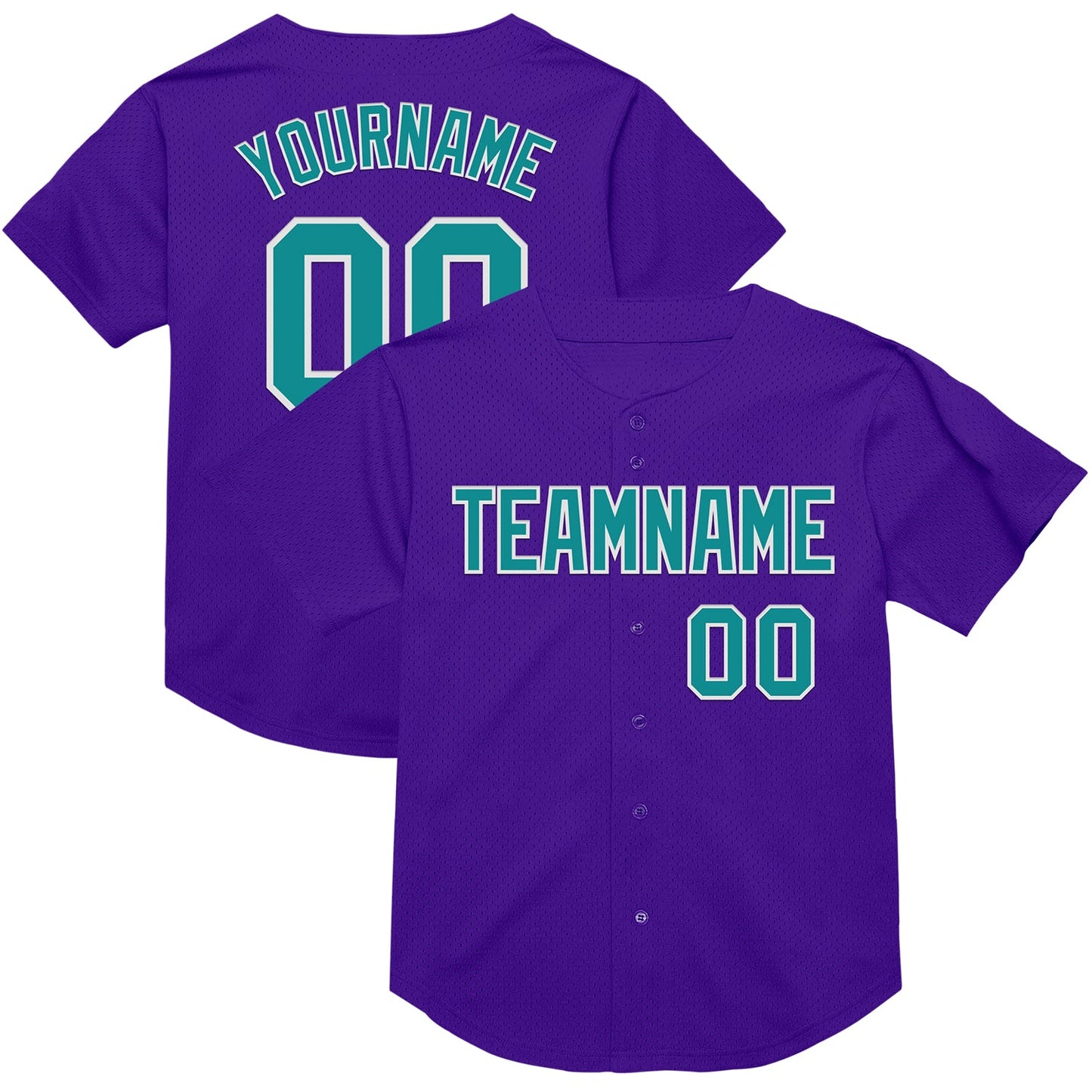 Custom Purple Teal-White Mesh Authentic Throwback Baseball Jersey - Sky-Custom