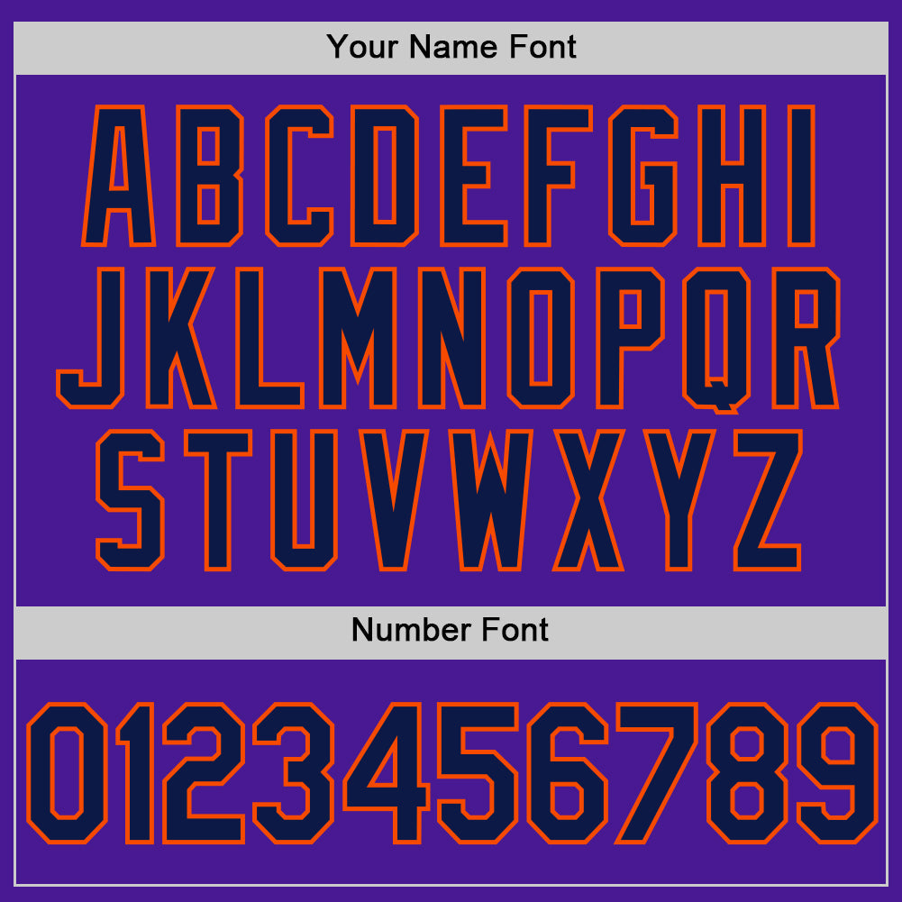 Custom Purple Navy-Orange Authentic Throwback Baseball Jersey - Sky-Custom