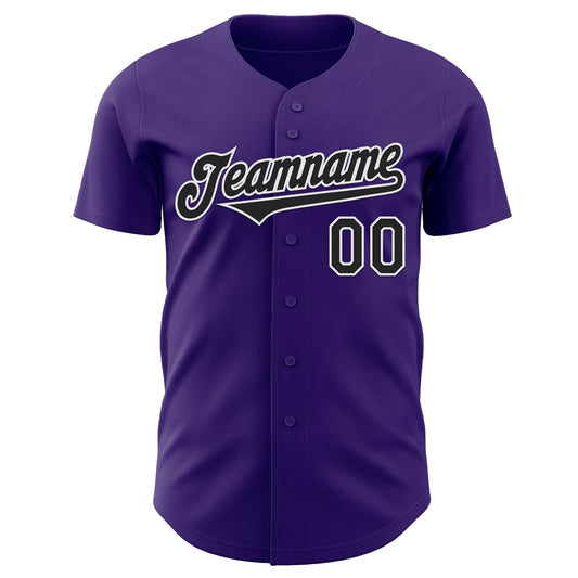 Custom Purple Black-White Authentic Baseball Jersey - Sky-Custom