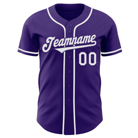 Custom Purple White Authentic Baseball Jersey - Sky-Custom