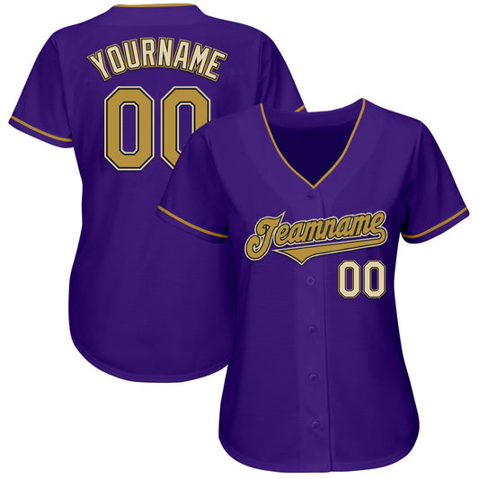 Custom Purple Old Gold Black-Cream Authentic Baseball Jersey - Sky-Custom
