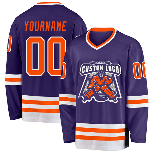 Custom Purple Orange-White Hockey Jersey - Sky-Custom