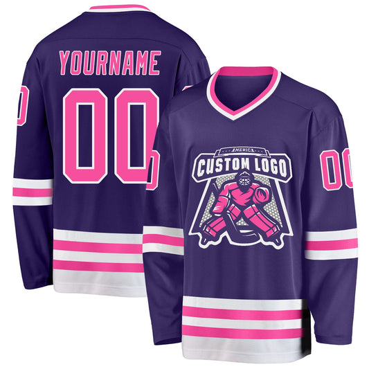 Custom Purple Pink-White Hockey Jersey - Sky-Custom