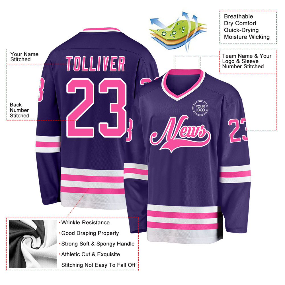 Custom Purple Pink-White Hockey Jersey - Sky-Custom