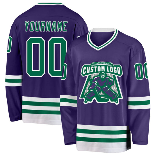 Custom Purple Kelly Green-White Hockey Jersey - Sky-Custom