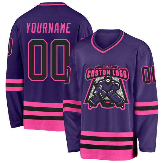 Custom Purple Black-Pink Hockey Jersey - Sky-Custom