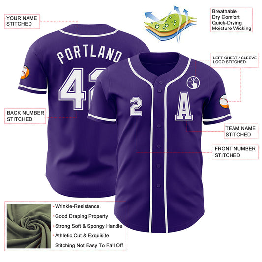 Custom Purple White Authentic Baseball Jersey - Sky-Custom