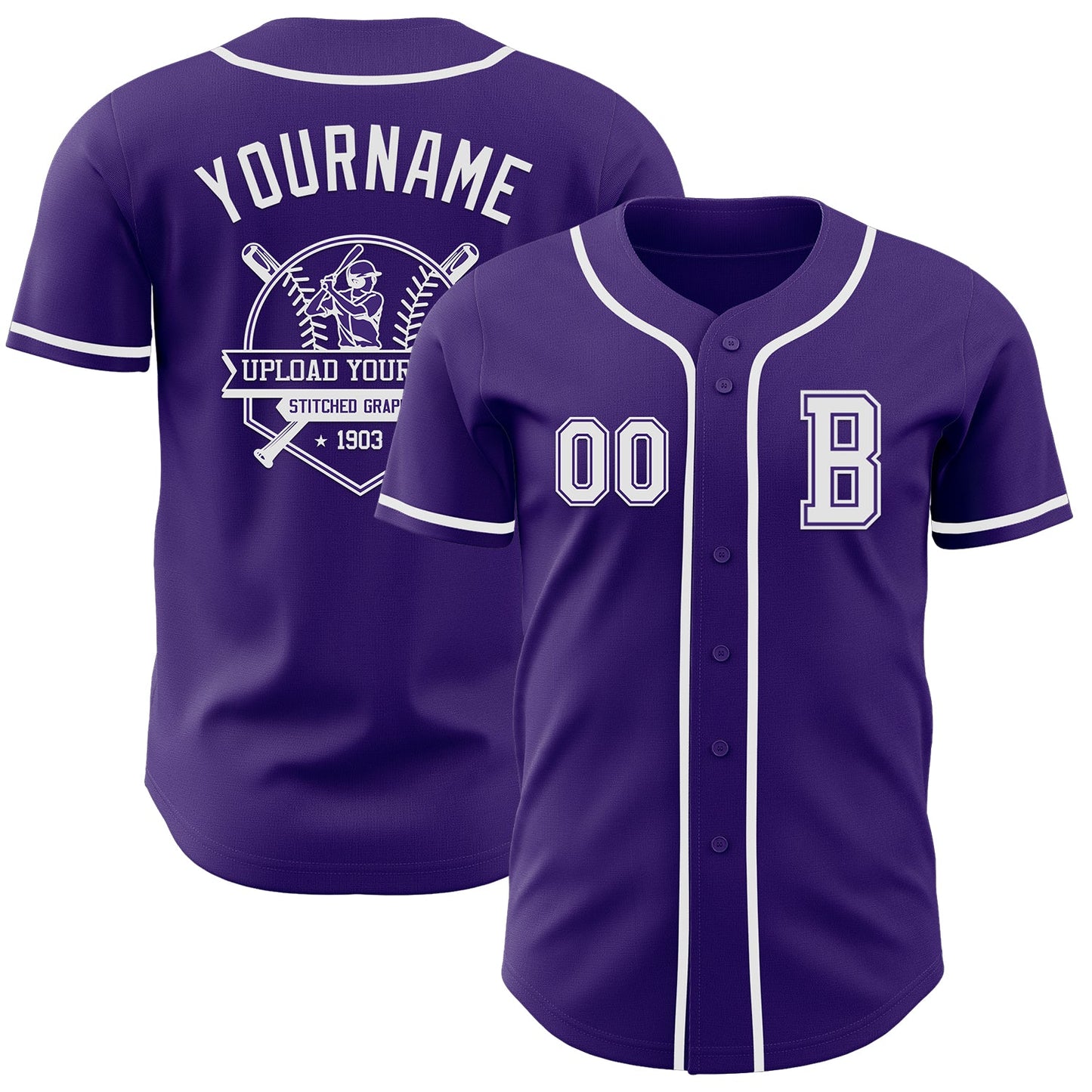 Custom Purple White Authentic Baseball Jersey - Sky-Custom