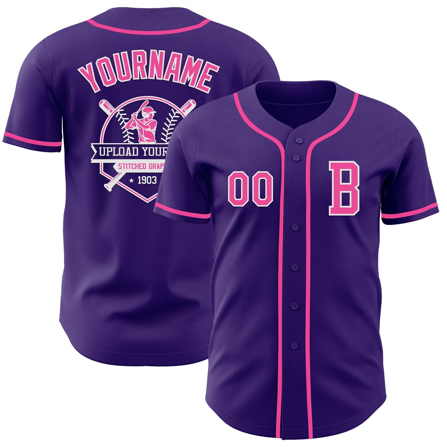 Custom Purple Pink-White Authentic Baseball Jersey - Sky-Custom