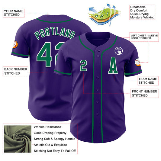Custom Purple Kelly Green-White Authentic Baseball Jersey - Sky-Custom