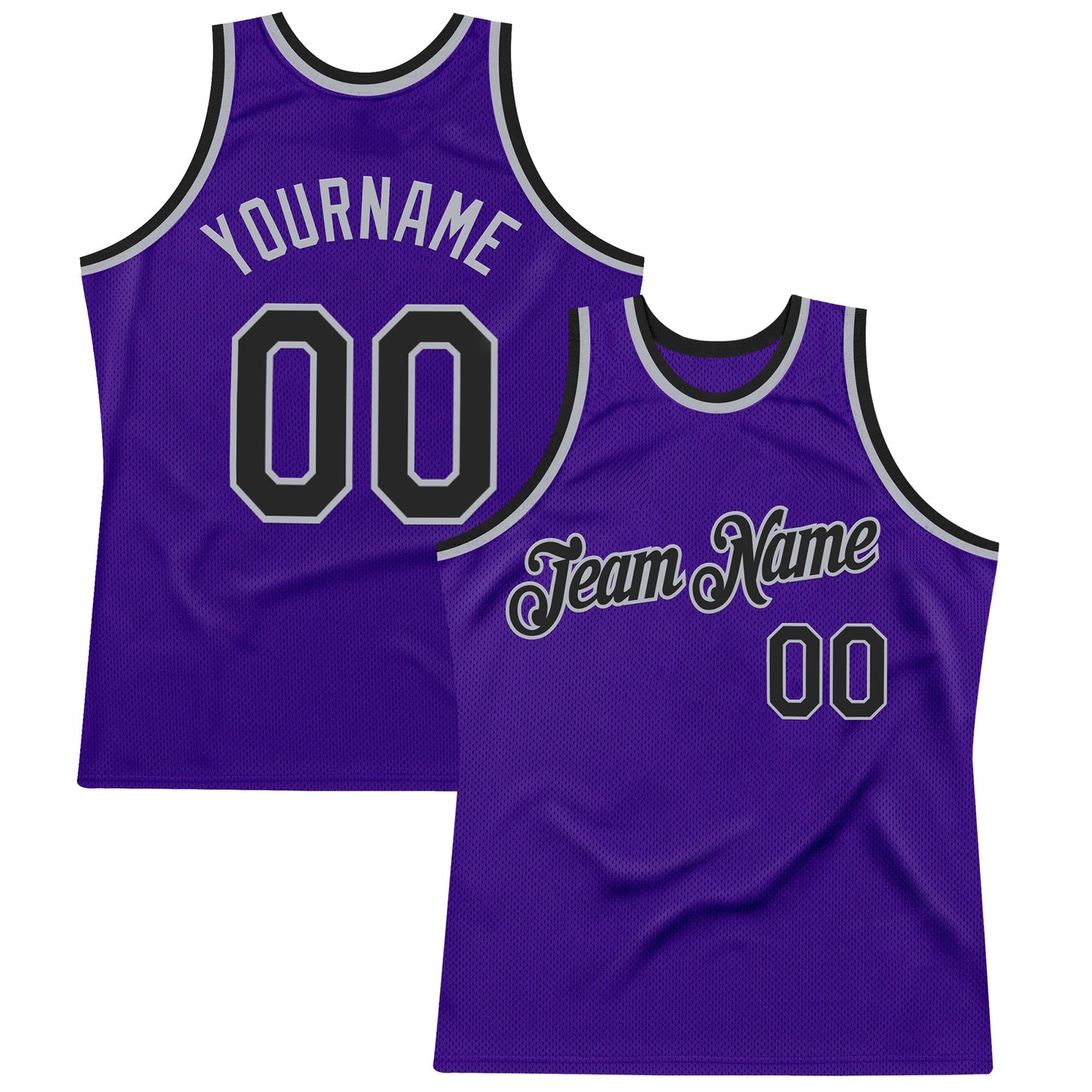 Custom Purple Black-Gray Authentic Throwback Basketball Jersey - Sky-Custom
