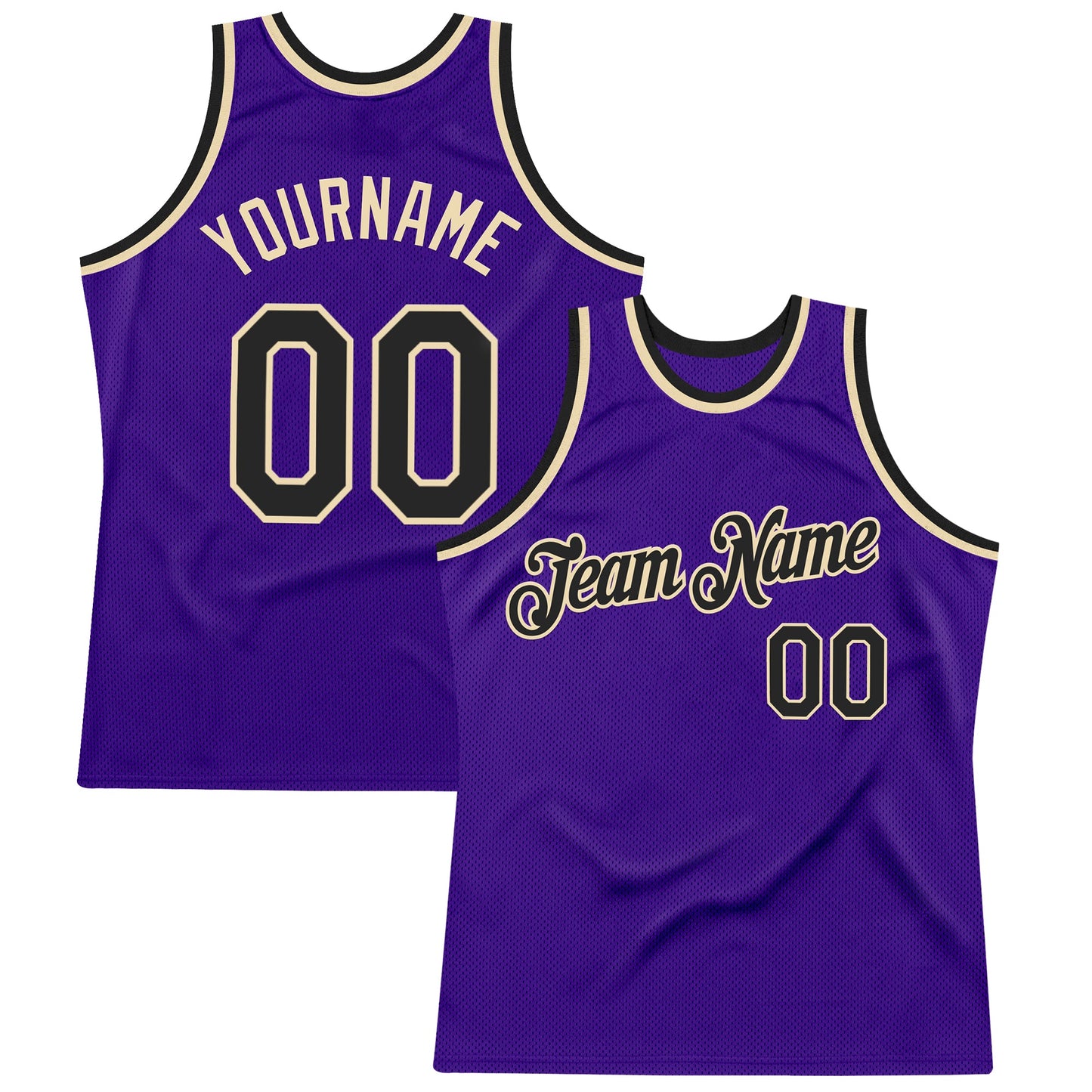 Custom Purple Black-Cream Authentic Throwback Basketball Jersey - Sky-Custom