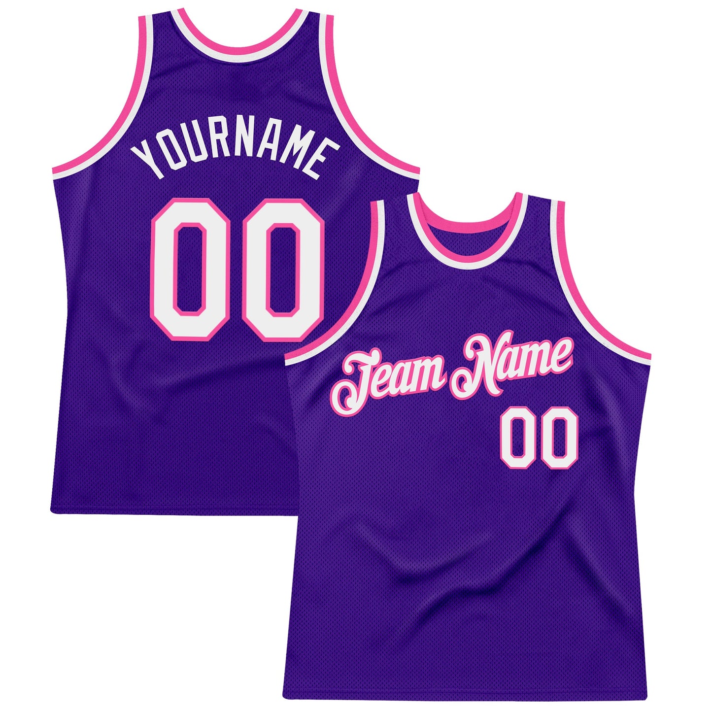 Custom Purple White-Pink Authentic Throwback Basketball Jersey - Sky-Custom