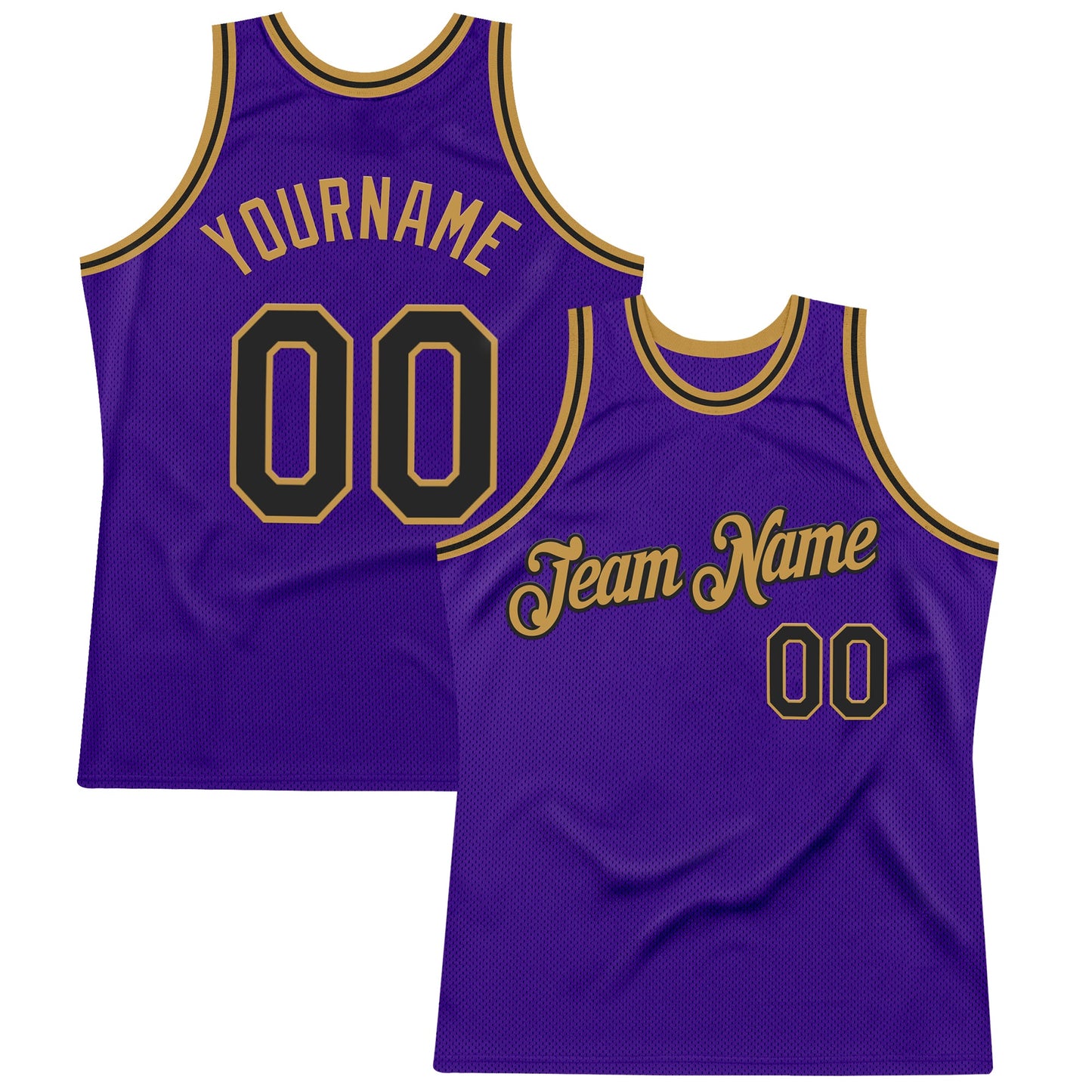 Custom Purple Black-Old Gold Authentic Throwback Basketball Jersey - Sky-Custom
