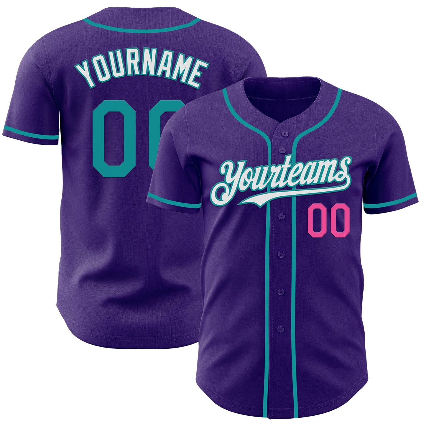 Custom Purple Teal Pink-White Authentic Baseball Jersey - Sky-Custom