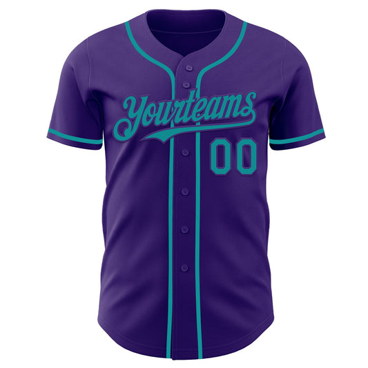 Custom Purple Teal Authentic Baseball Jersey - Sky-Custom