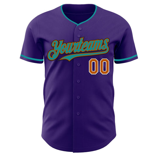 Custom Purple Texas Orange Teal Black-White Authentic Baseball Jersey - Sky-Custom