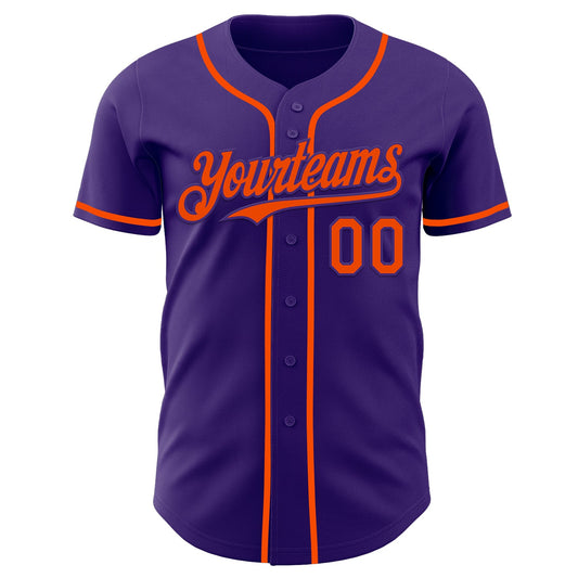 Custom Purple Orange Authentic Baseball Jersey - Sky-Custom