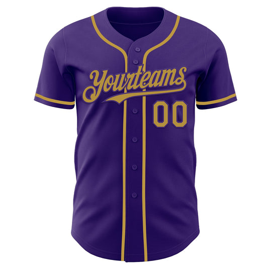 Custom Purple Old Gold Authentic Baseball Jersey - Sky-Custom