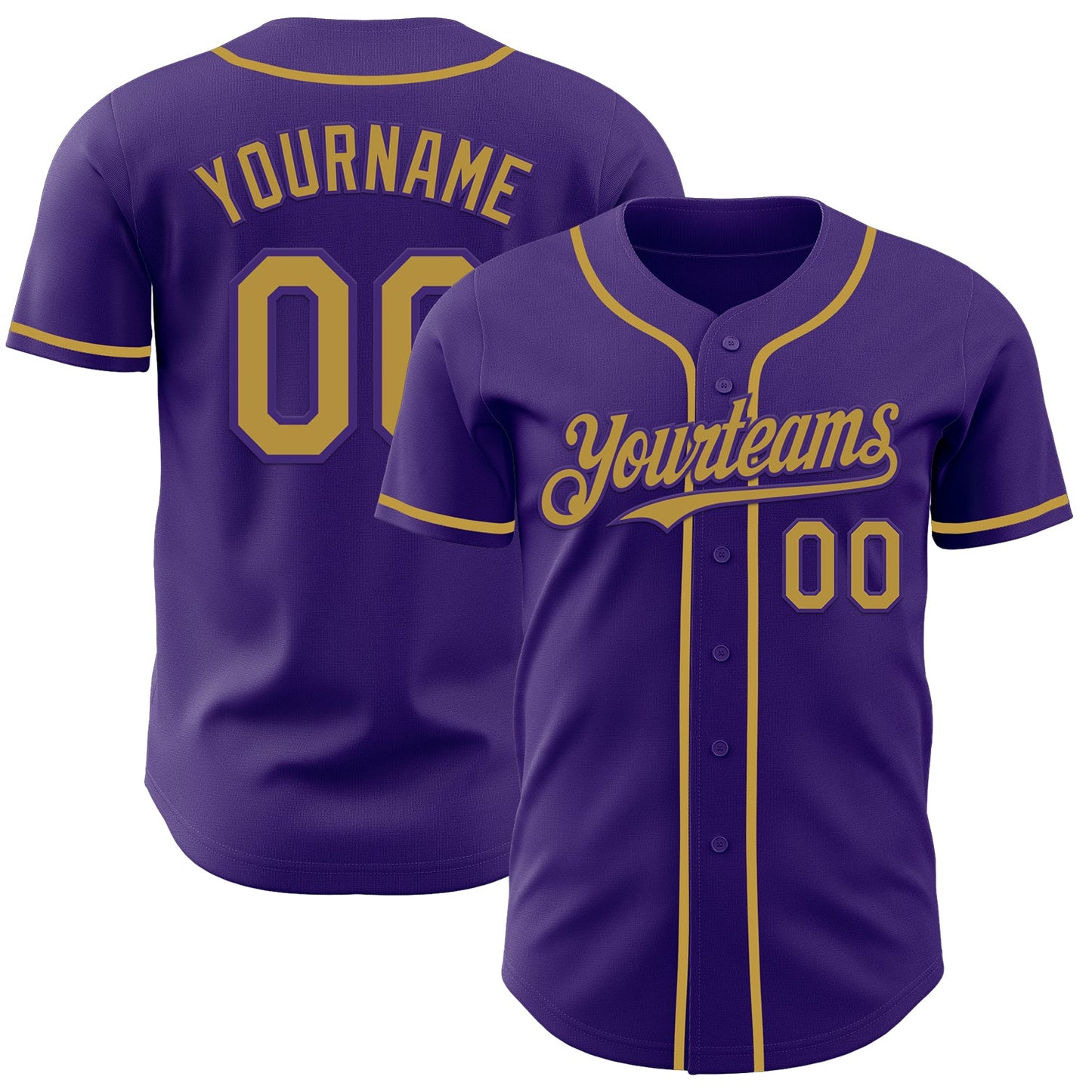 Custom Purple Old Gold Authentic Baseball Jersey - Sky-Custom