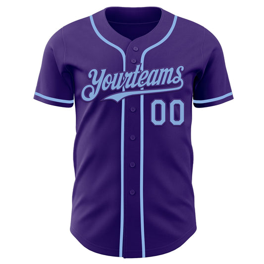 Custom Purple Light Blue Authentic Baseball Jersey - Sky-Custom