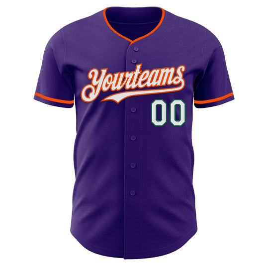Custom Purple White Orange-Kelly Green Authentic Baseball Jersey - Sky-Custom