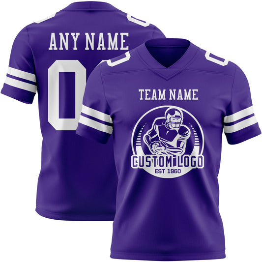 Custom Purple White Mesh Authentic Football Jersey - Sky-Custom