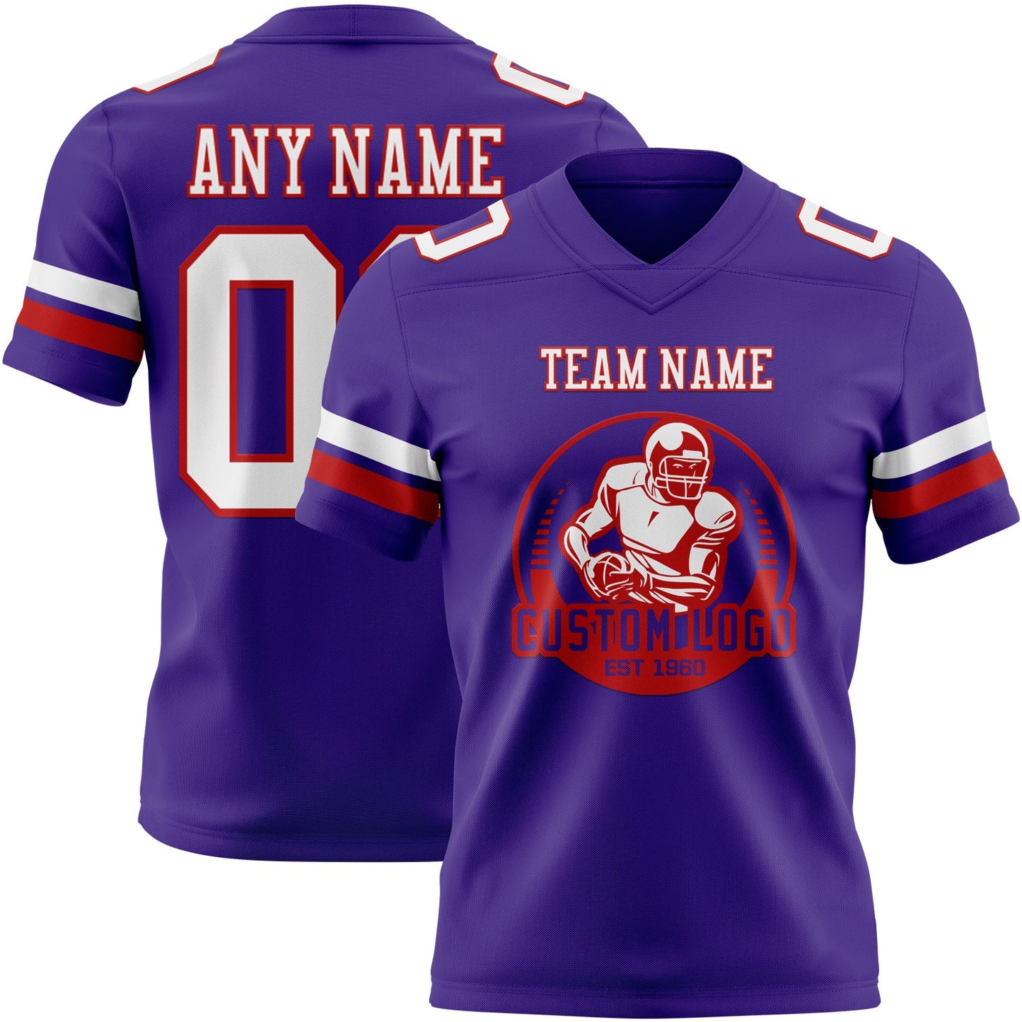 Custom Purple White-Red Mesh Authentic Football Jersey - Sky-Custom
