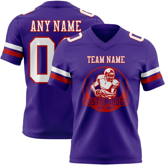 Custom Purple White-Red Mesh Authentic Football Jersey - Sky-Custom