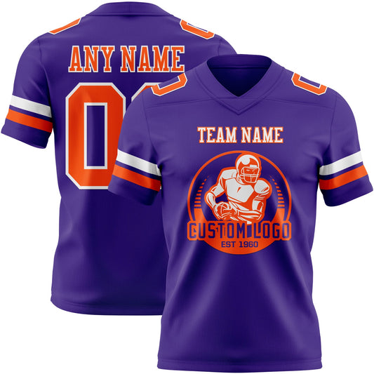 Custom Purple Orange-White Mesh Authentic Football Jersey - Sky-Custom