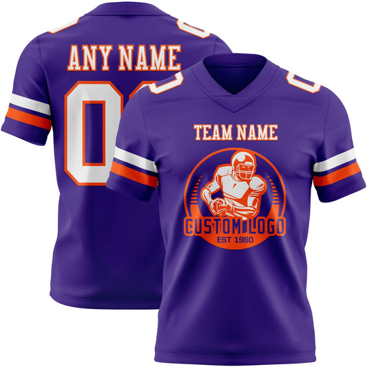 Custom Purple White-Orange Mesh Authentic Football Jersey - Sky-Custom