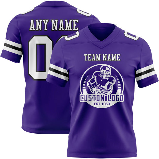 Custom Purple White-Black Mesh Authentic Football Jersey - Sky-Custom