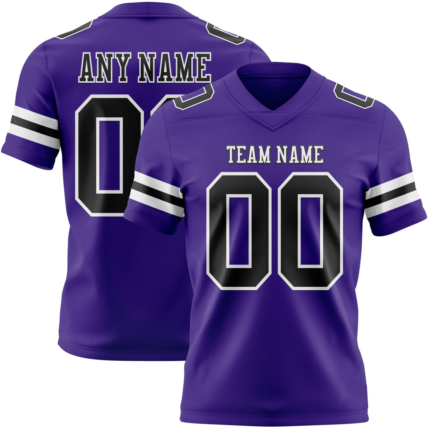 Custom Purple Black-White Mesh Authentic Football Jersey - Sky-Custom