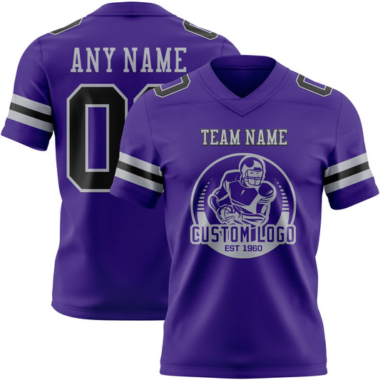 Custom Purple Black-Gray Mesh Authentic Football Jersey - Sky-Custom