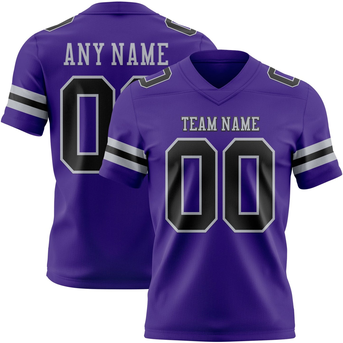 Custom Purple Black-Gray Mesh Authentic Football Jersey - Sky-Custom