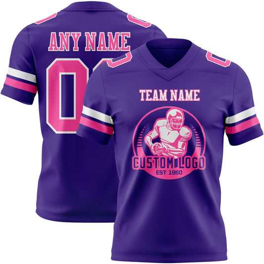 Custom Purple Pink-White Mesh Authentic Football Jersey - Sky-Custom