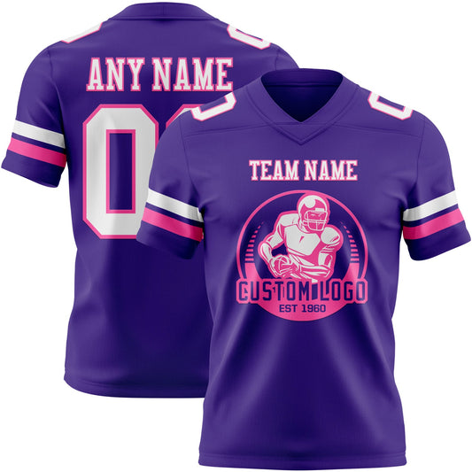 Custom Purple White-Pink Mesh Authentic Football Jersey - Sky-Custom