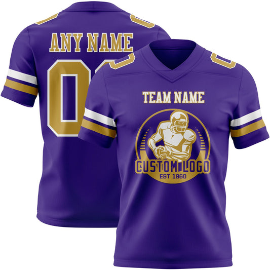 Custom Purple Old Gold-White Mesh Authentic Football Jersey - Sky-Custom